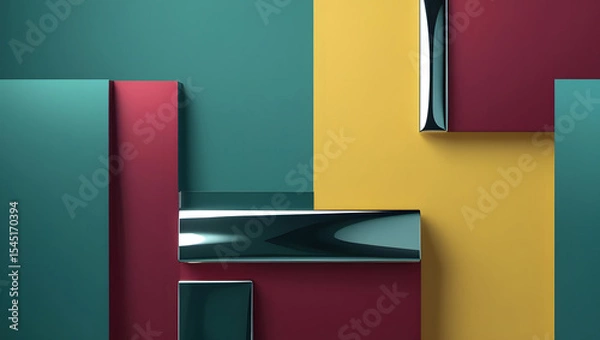 Obraz Created using AI tools background blends modern metallic texture with flowing abstract shapes