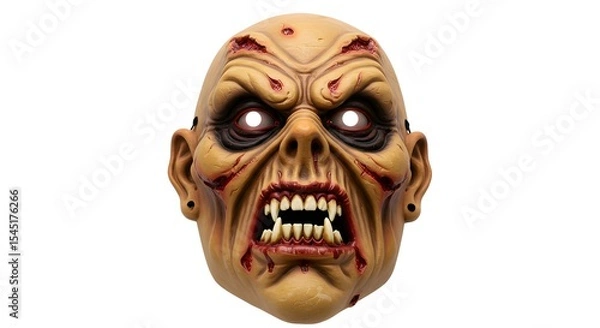 Obraz A frightening close-up of a zombie mask with glowing eyes, evoking terror and a sense of horror