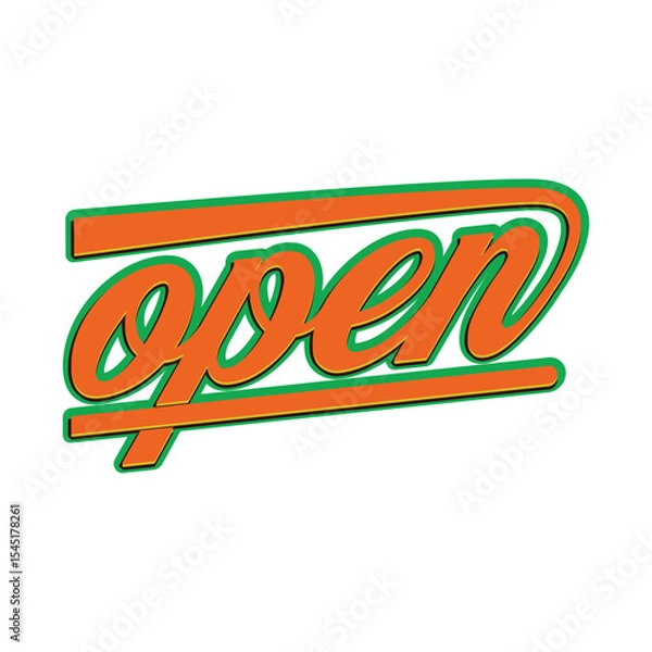 Obraz Open sign typography design graphic. Hand lettering open sign ready to print