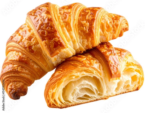 Obraz  “Cut Open Croissant Showing Soft Interior Layers, Isolated on Transparent Background”.
