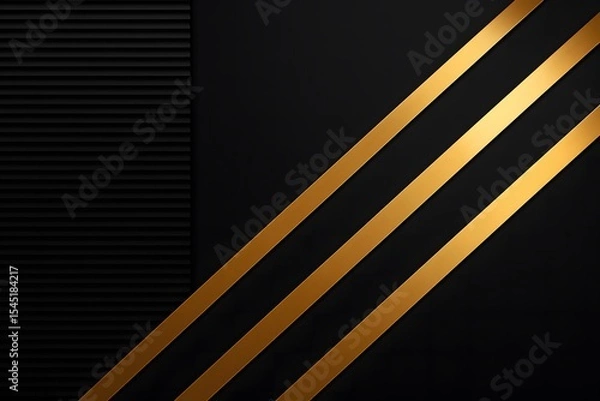 Fototapeta Elegant abstract composition featuring black background and gold diagonal stripes