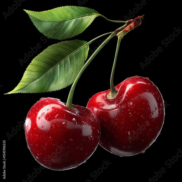 Obraz cherry with leaf