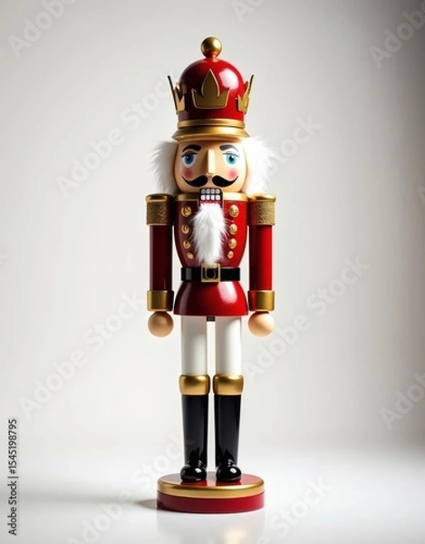 Obraz Traditional Nutcracker Doll on White Background
