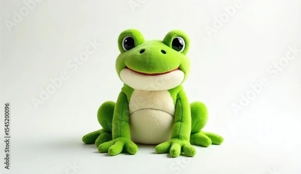 Obraz Isolated Green Frog Plush Toy on White Background