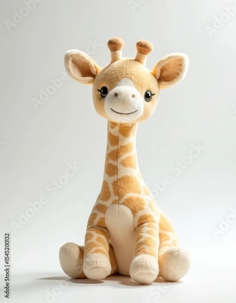 Obraz Isolated Giraffe Plush Toy on White Background