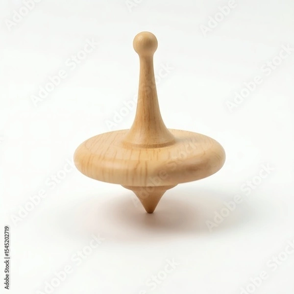Obraz Wooden Spinning Top Toy Isolated on White Background