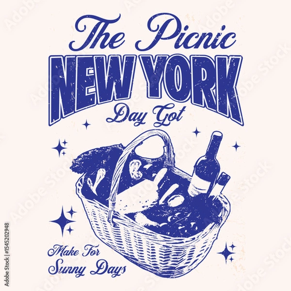 Obraz Hand lettering typography design with a picnic basket and a quote for those who love picnics.