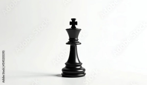 Obraz Black King Chess Piece on White Background