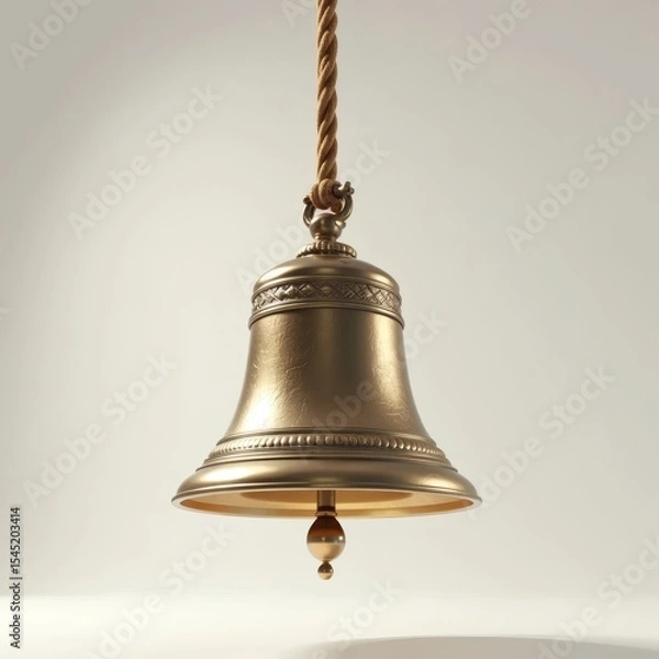 Obraz Church Bell Hanging by Rope on White Background
