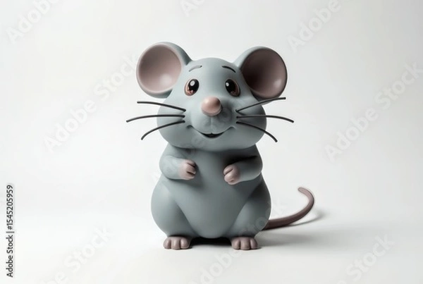 Obraz Isolated Mouse Mice Plastic Toy on White Background