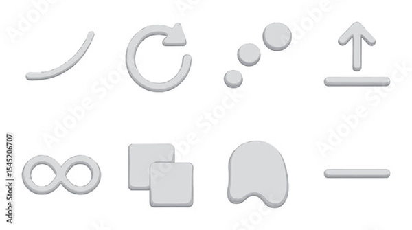 Fototapeta Motion and symbolic icons set – 3d, dynamic and animated style elements