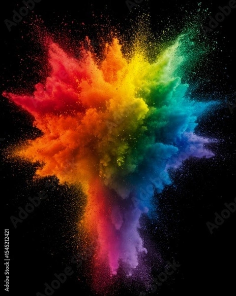 Obraz An explosion of colored powder highlighted on a black background. Colored background