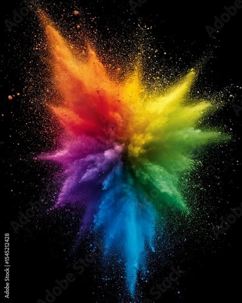 Obraz An explosion of colored powder highlighted on a black background. Colored background