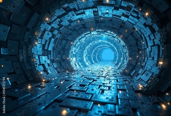 Obraz A futuristic tunnel with a strong sense of technology