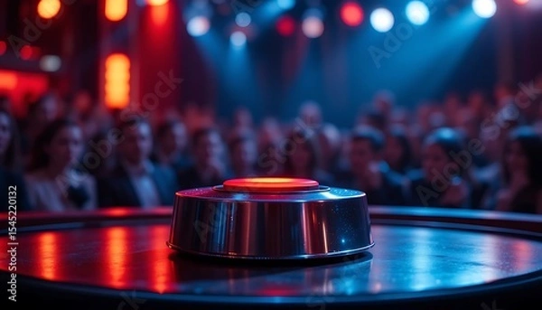 Fototapeta Illuminated Buzzer in a Crowd: A Stage's Silent Story