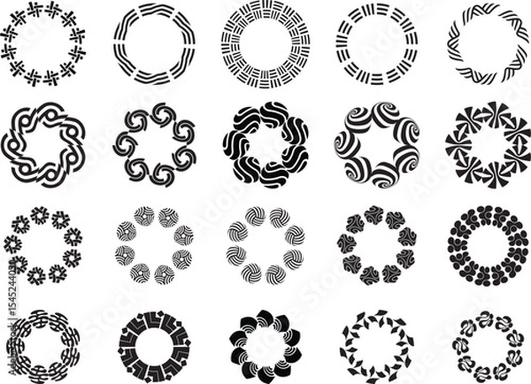 Fototapeta Abstract Circular Frames and Decorative Borders Set 