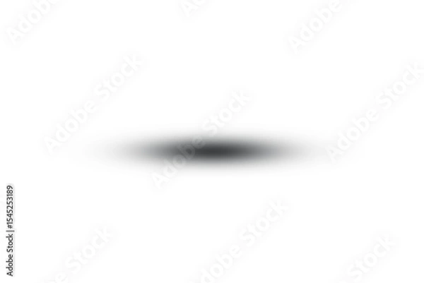 Obraz Realistic black oval shadow with soft blur edges on white background, ideal for product display, floating object illusion, graphic mockups, or minimal design enhancement and layout depth.