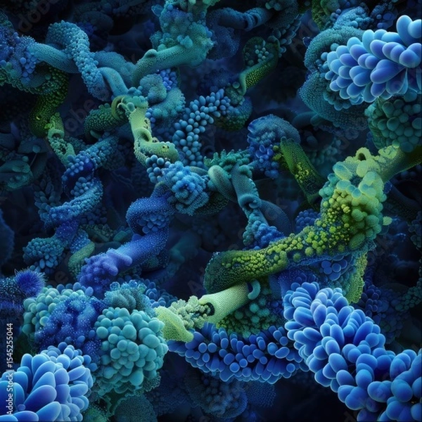 Fototapeta A detailed close up image showcasing a vibrant blue and green coral reef