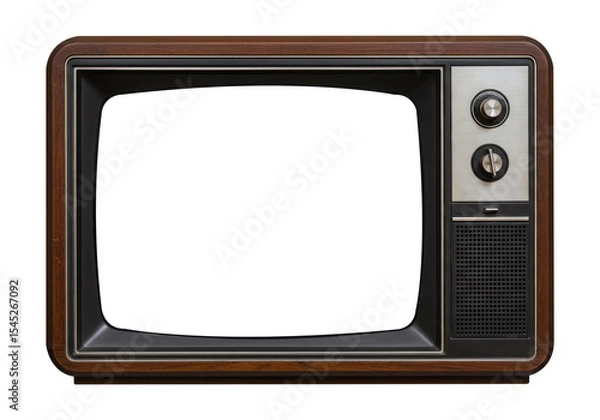 Obraz Old-Fashioned TV Set with a Blank Screen for Your Design. Cut Out, Clipping Path on Transparent Background.