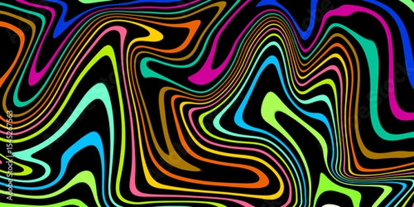 Obraz Abstract linear distorted pattern. Retro hippie colorful background with wavy psychedelic texture, optical illusion effect abstract background with psychedelic texture