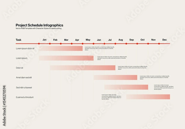 Fototapeta Project Schedule Timeline Infographic Template in Minimal Design