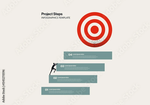 Fototapeta Project Steps and Goal Infographic Template with Minimal Illustration