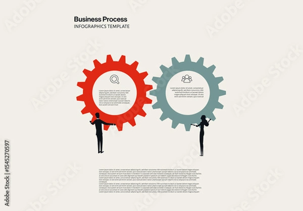 Fototapeta Business System and Process Infographic Template Minimal Illustration