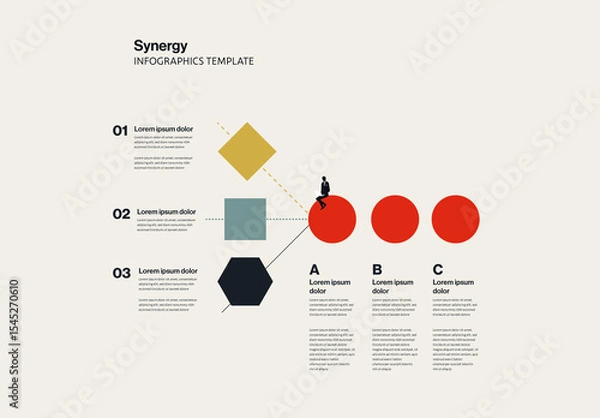 Fototapeta Business Synergy Infographic Template with Minimal Illustration
