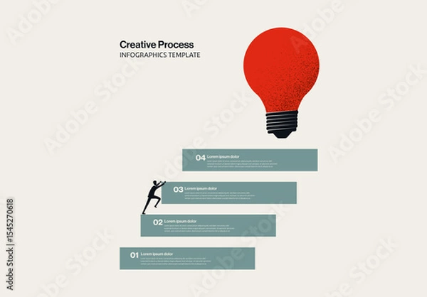 Fototapeta Creative Process Infographic Template with Minimal Illustration
