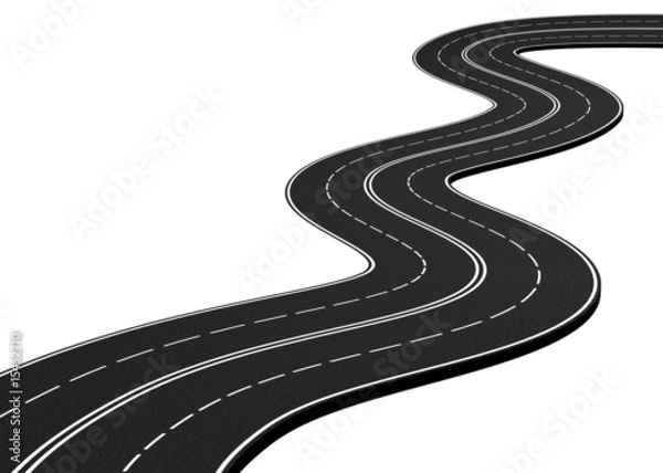 Obraz Curved asphalt road - 3d render