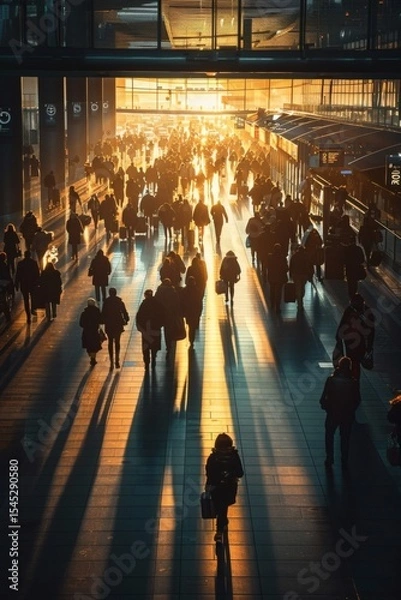 Obraz Inside the terminal, the crowd bustles