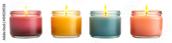 Obraz Scented Candle Collection Vibrant Colors  Calming Ambiance On Transparent Background