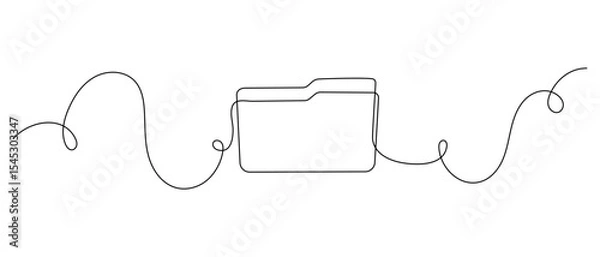 Fototapeta One continuous line drawing of a file folder icon. Minimal document symbol in linear outline style. Simple archive vector illustration. Modern single line office icon.