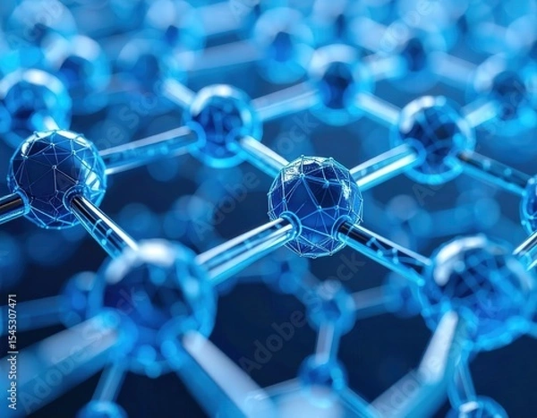 Obraz Abstract Blue Network of Nodes with Clarity and Sharp Details