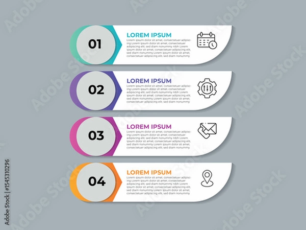Fototapeta Business infographics template. timeline with 4 steps, options. can be used for workflow diagram, info chart, web design. vector illustration.