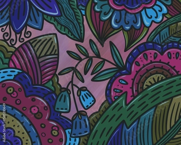 Obraz Flowers hand drawn background illustration 