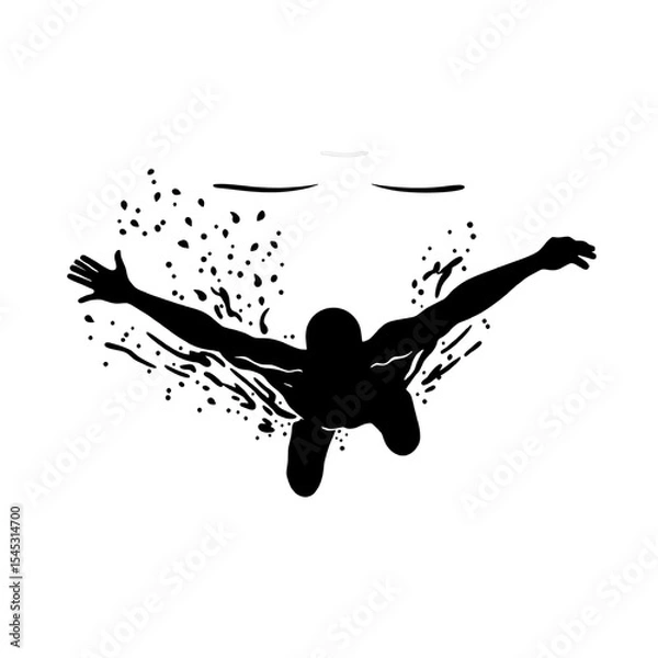 Fototapeta Dynamic Dive: Overhead Swimmer Silhouette