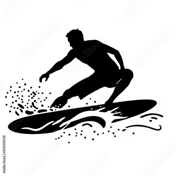 Fototapeta Mastering the Wave: Dynamic Surfer Silhouette