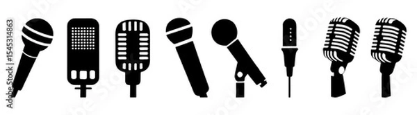Fototapeta Collection of Microphone Icons Diverse Styles for Audio Recording and Broadcasting