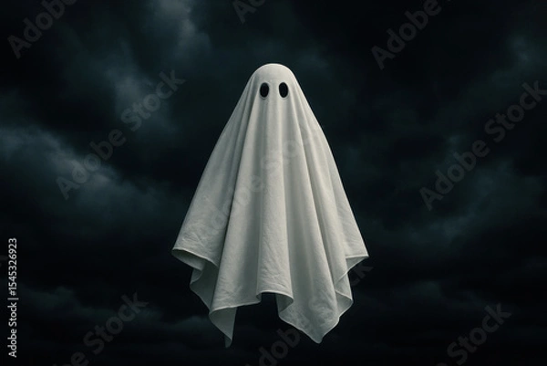 Fototapeta A ghost soars through dark clouds.