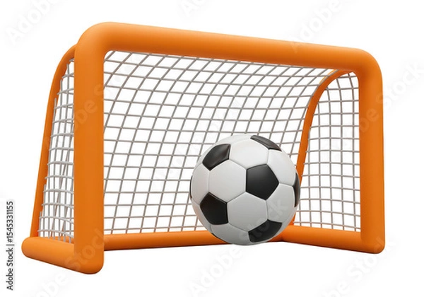 Obraz A soccer ball in a goal isolated on transparent background