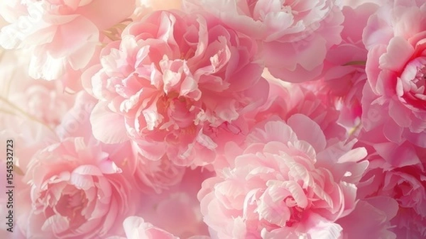 Fototapeta This image features a close up view of a beautiful bunch of pink flowers