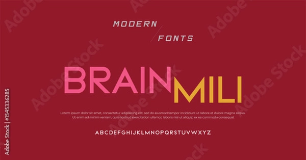 Fototapeta Brain  Sport Modern Alphabet Font. Typography urban style fonts for technology, digital, movie logo design. vector illustration	