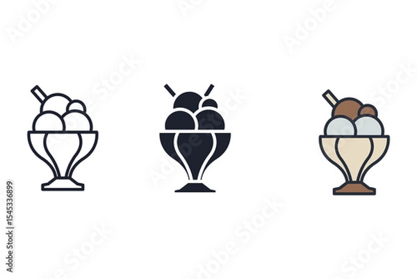 Fototapeta ice cream icons isolated on White Background. Flat style design