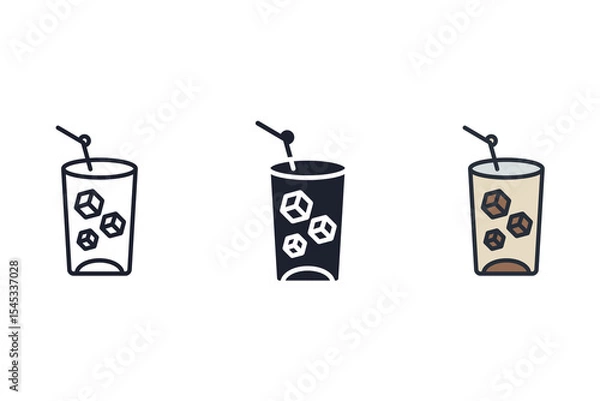 Fototapeta ice drink icons isolated on White Background. Flat style design