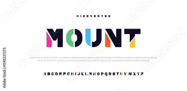 Fototapeta Mount Modern minimal logo alphabet font. Abstract scifi science futuristic typography sport, technology, fashion, digital, future creative logos fonts. vector illustration