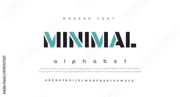 Fototapeta Minimal Future font creative modern alphabet fonts. Typography colorful bold color regular. vector illustrator	