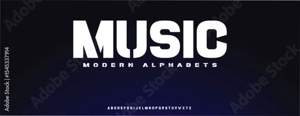 Fototapeta Music elegant , Abstract technology science alphabet lowercase font. digital space typography vector illustration design	