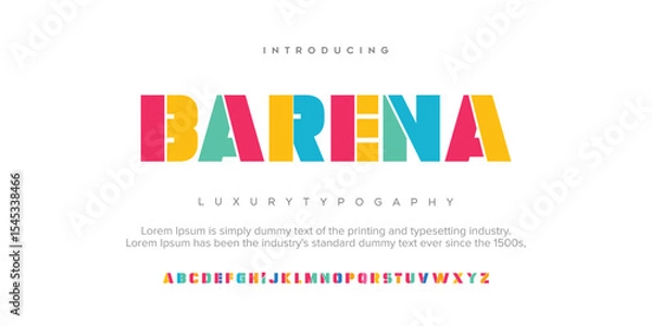 Fototapeta Barena  Modern abstract digital alphabet font. Minimal technology typography, Creative urban sport fashion futuristic font and with numbers. vector illustration	