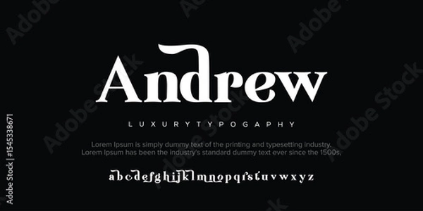 Fototapeta Andrew Abstract technology space font logo alphabet. techno and sport fonts. Typography digital sci-fi movie logos. vector illustration 